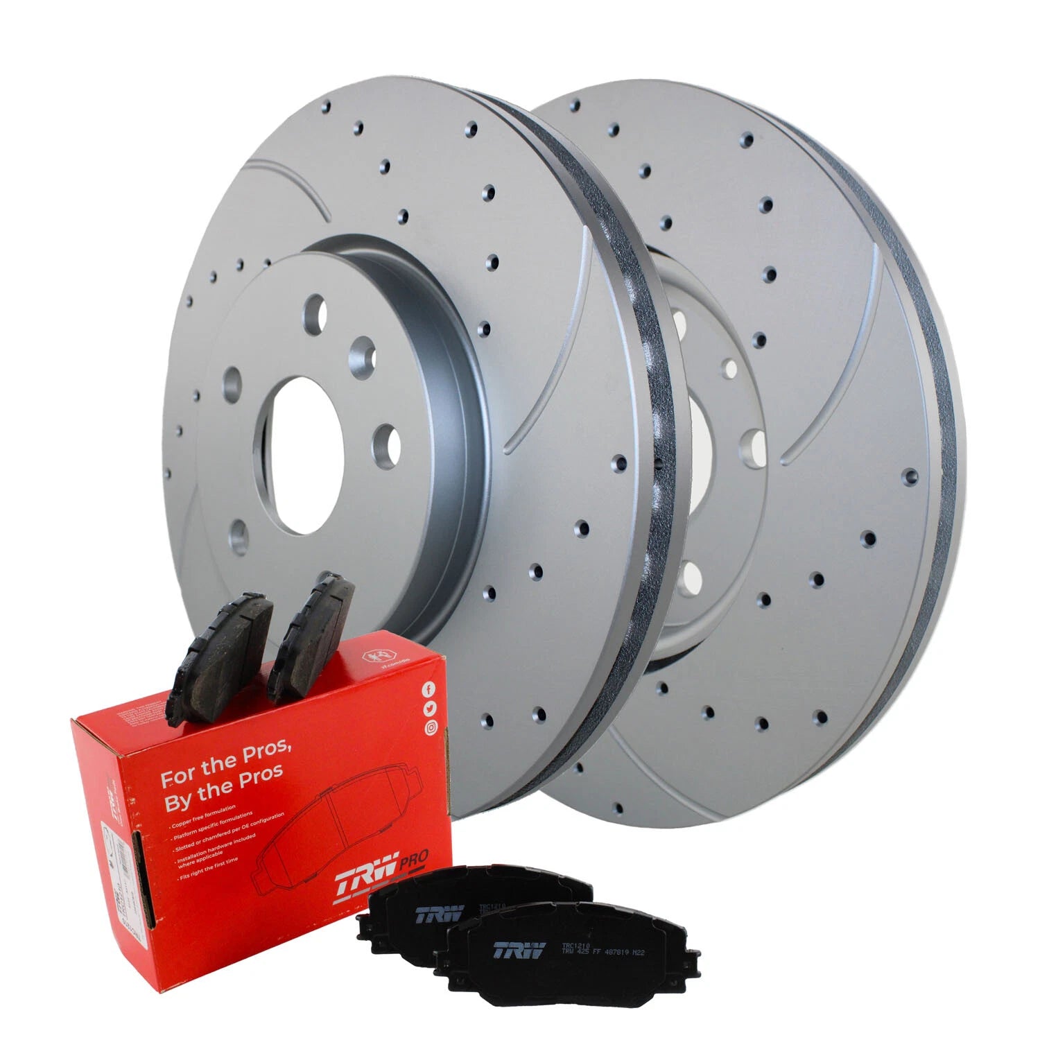 Front Brake Kit 321mm Drilled Disc Rotors & TRW Ceramic Pads for Buick Chevy GMC