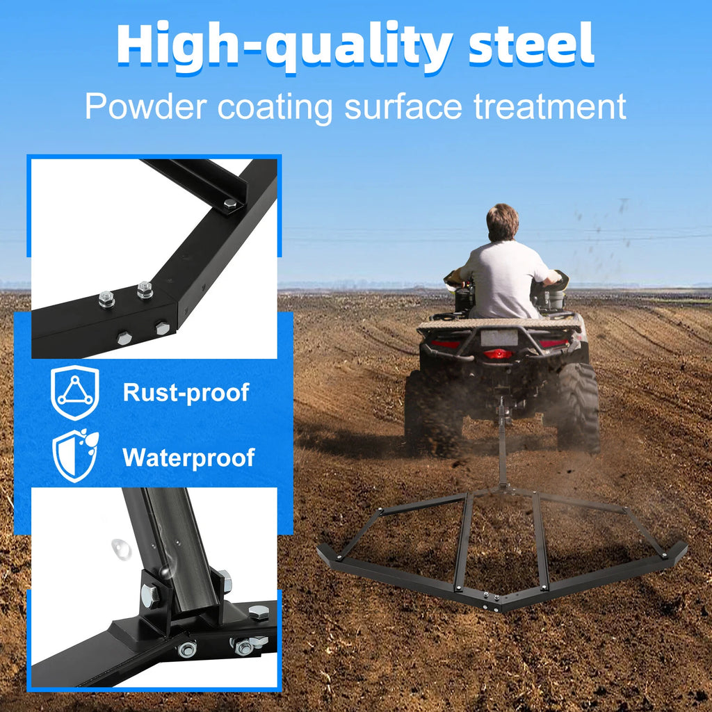 Tow Behind Drag Harrow for ATV UTV Lawn Tractor (72" Width)