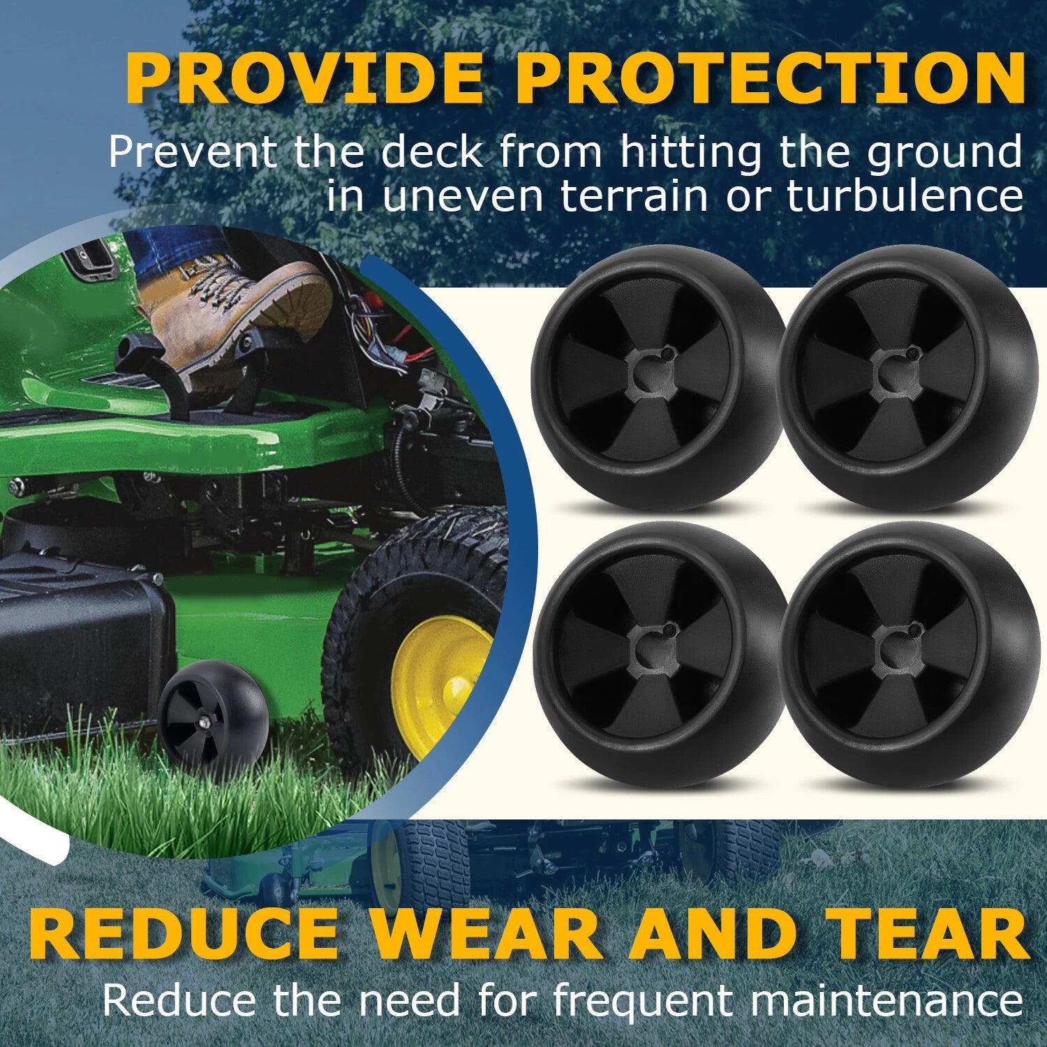 Set of 4 Deck Wheel Kit for John Deere