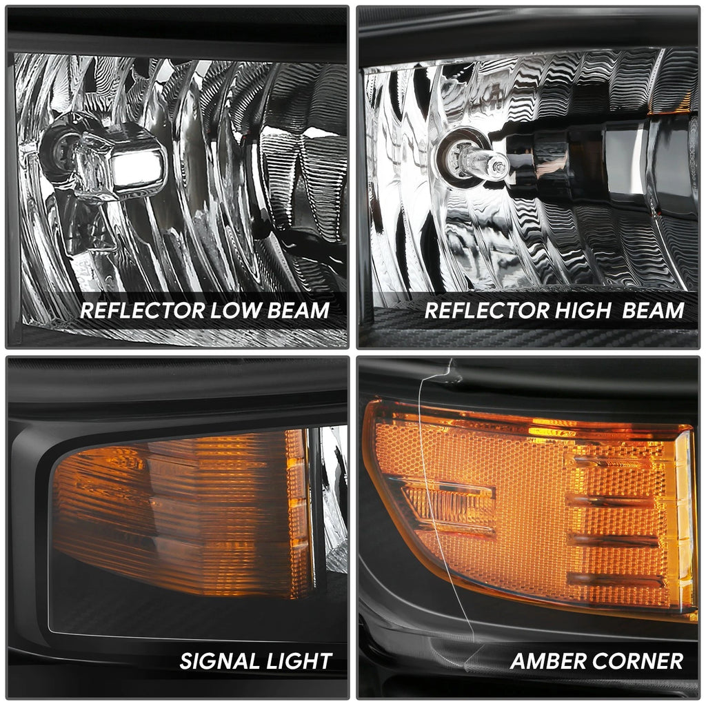 Set of 2 Black Amber Headlight Assemblies for Chevy Silverado 1500 (2019–2022)