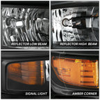 Set of 2 Black Amber Headlight Assemblies for Chevy Silverado 1500 (2019–2022)