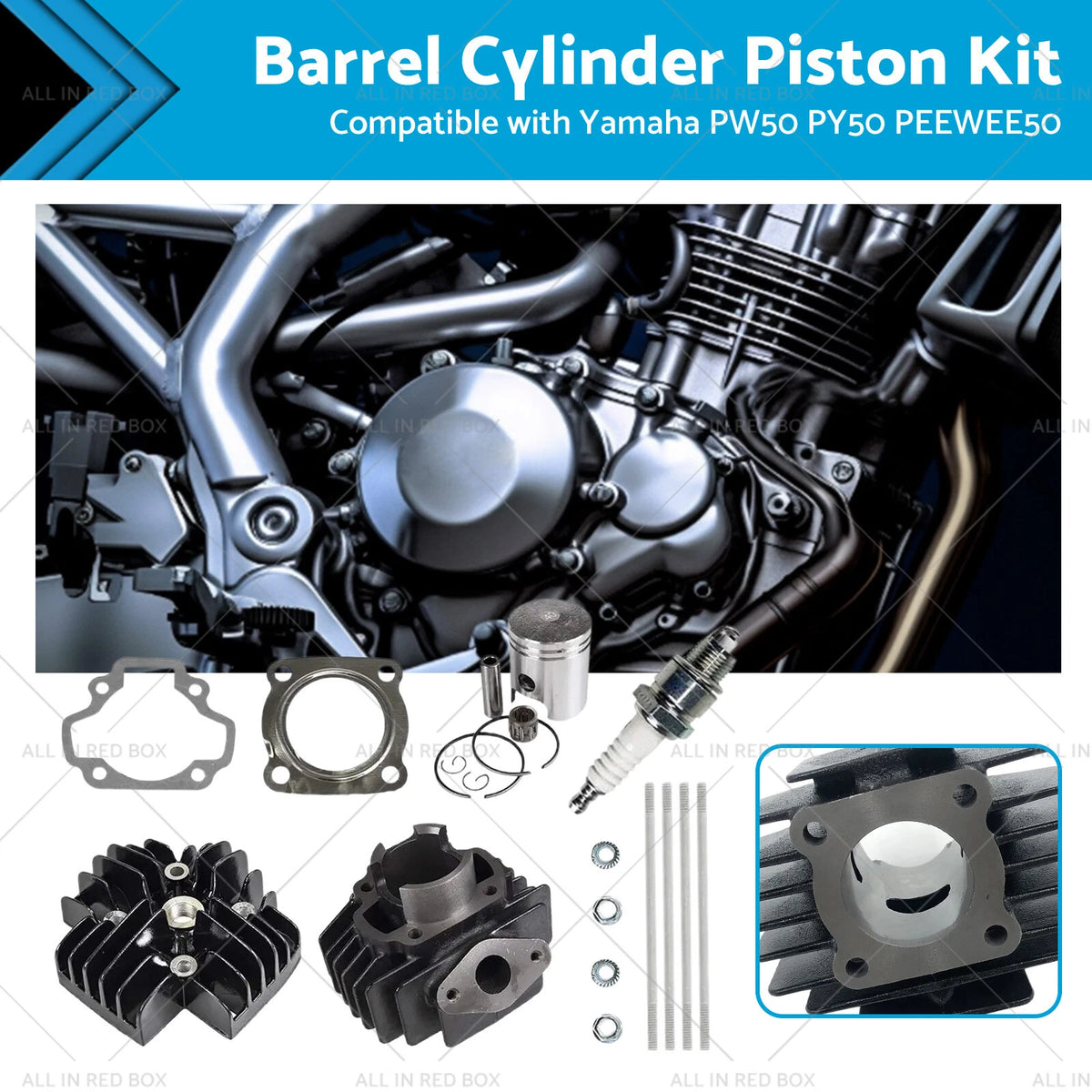 Rebuild Head Bore Barrel Cylinder Piston Kit for Yamaha PW50 (1998–2023)
