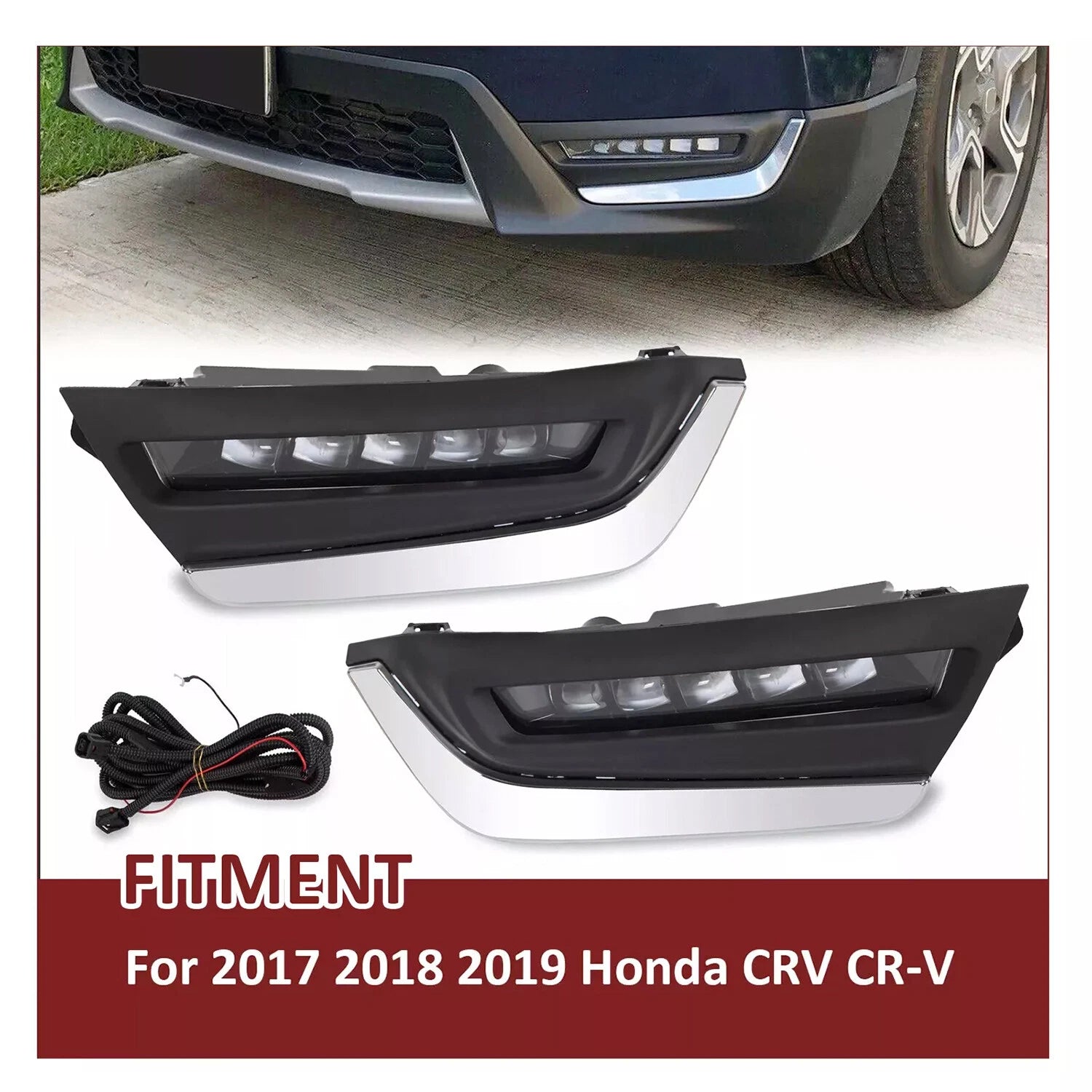 LED DRL Fog Lights for Honda CR-V (2017–2019)