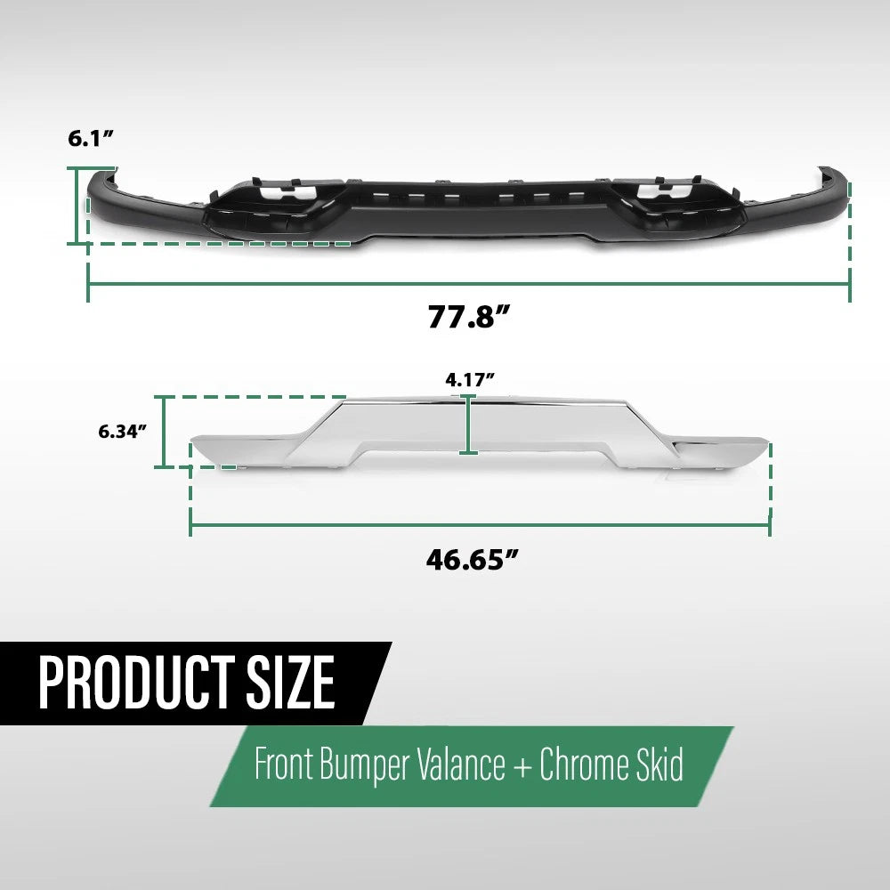 Front Bumper Valance with Chrome Skid Plate for Silverado 1500 (2016–2019)