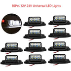 10Pc LED License Plate Light for Universal Vehicles (12-24V)