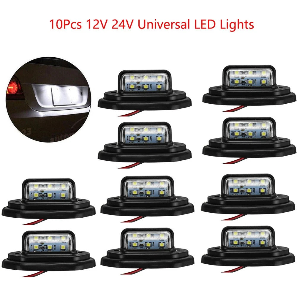 10Pc LED License Plate Light for Universal Vehicles (12-24V)