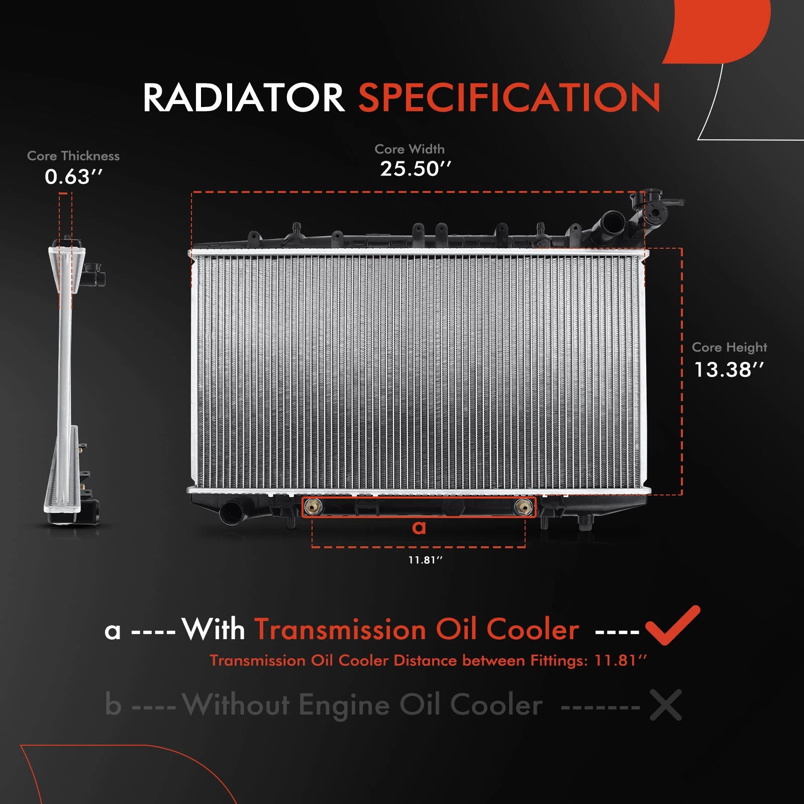 Radiator with Trans Oil Cooler for Nissan 200SX (1995–1998)