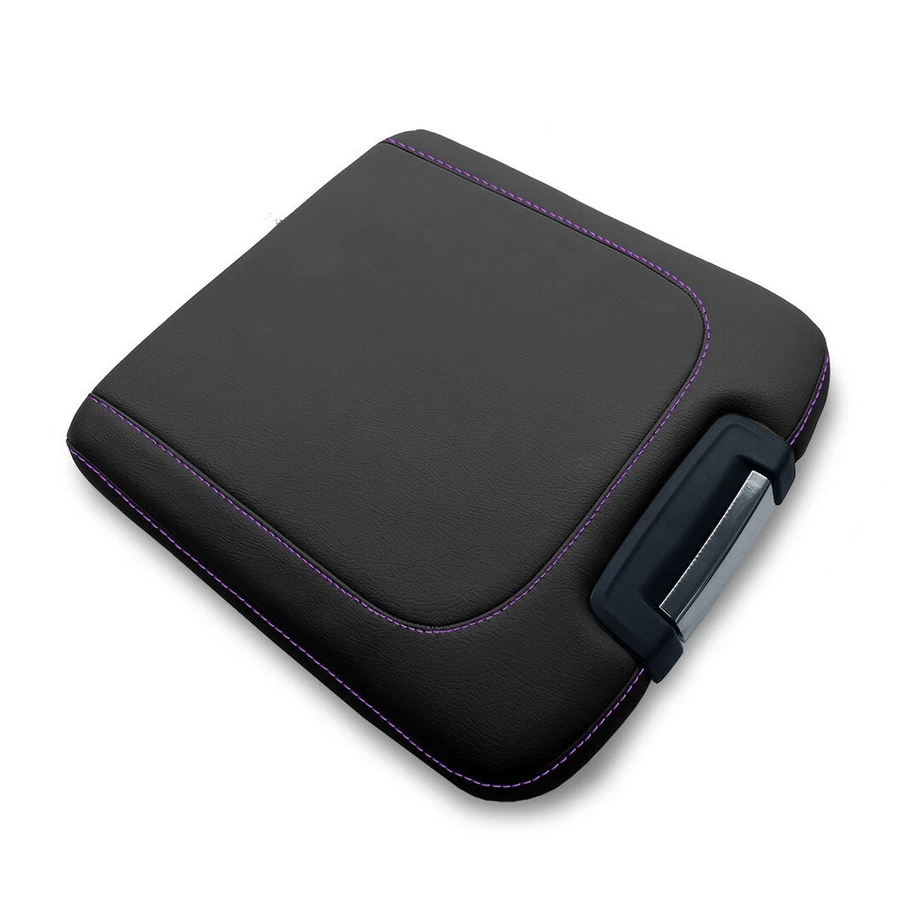 Leather Console Armrest Bench Jump Seat for Dodge Ram (2013–2018) Purple Stitch