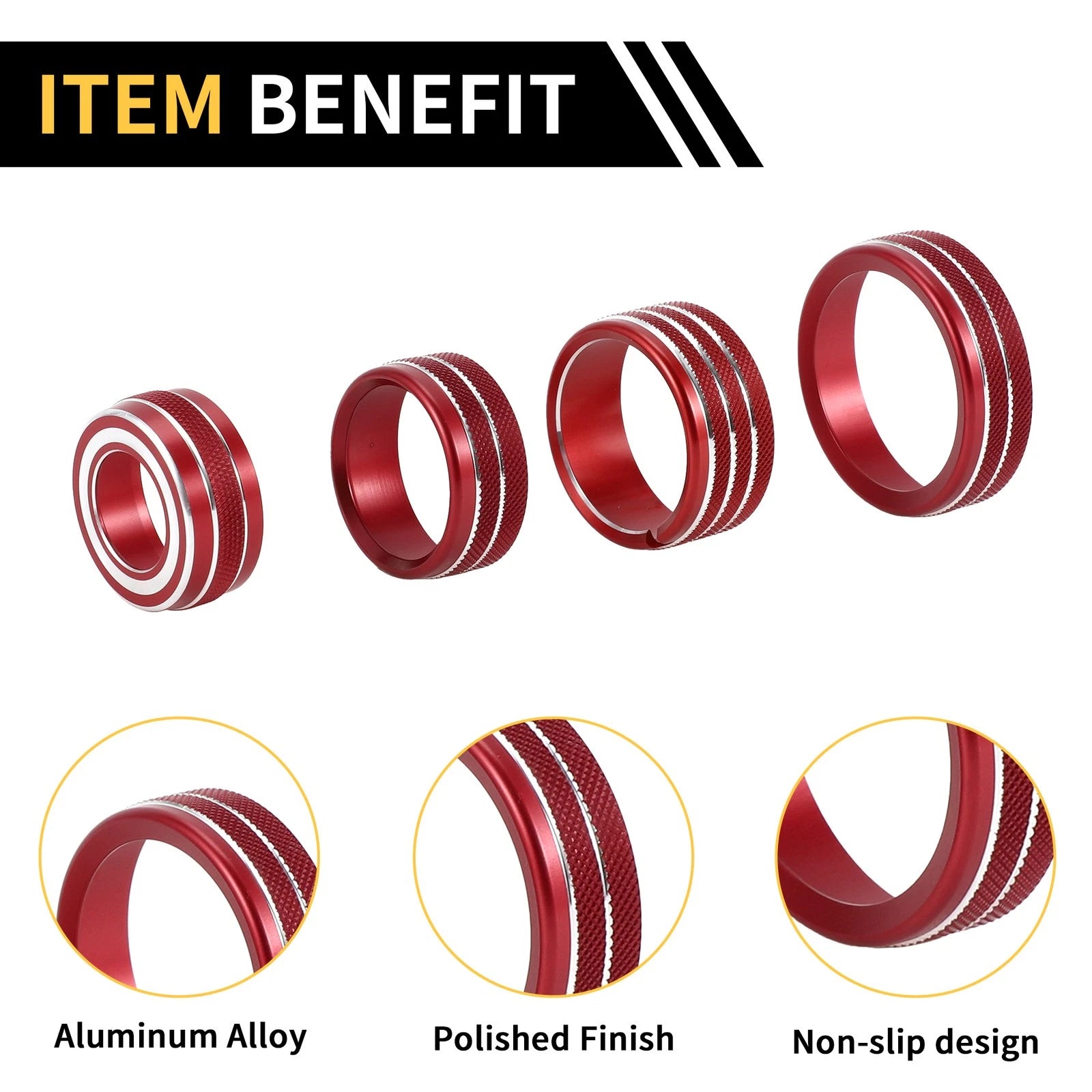 Light Switch Knob Cover Ring for GMC Sierra 2014–2018 (Red)