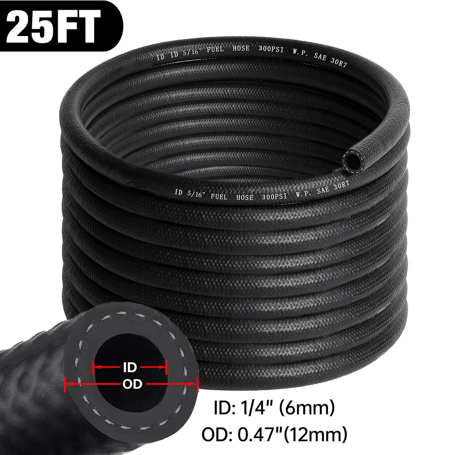 Fuel Line for Small Engine (NBR) 1/4 In. ID Push-On Hose (25FT) (2020–2025)