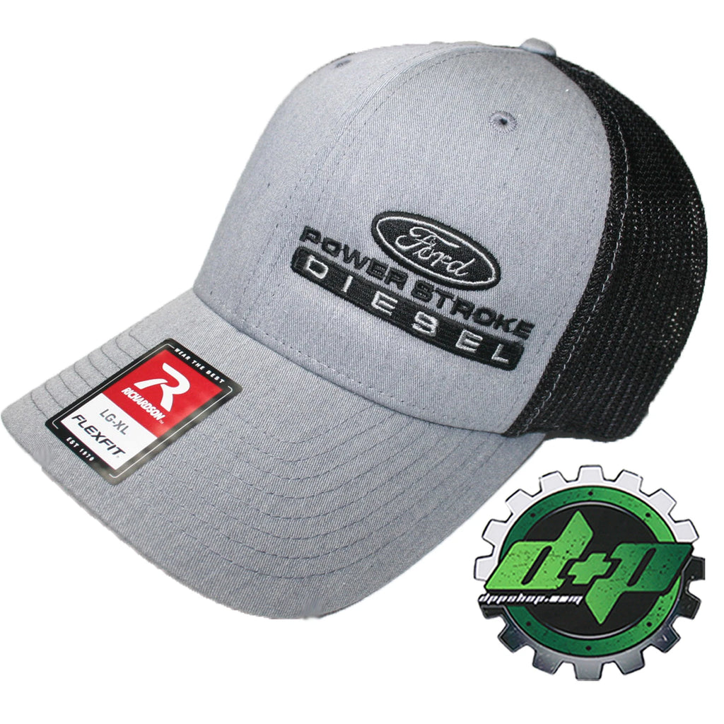 Powerstroke Trucker Hat for Ford (Richardson Gray Denim Black Mesh LG/XL)