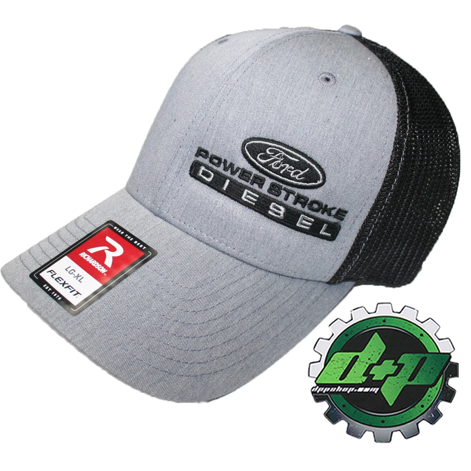 Powerstroke Trucker Hat for Ford (Richardson Gray Denim Black Mesh LG/XL)
