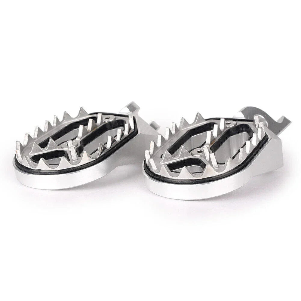 Silver Shark Teeth Racing Foot Pegs for Kawasaki KX250 KX450 (2008-2015)