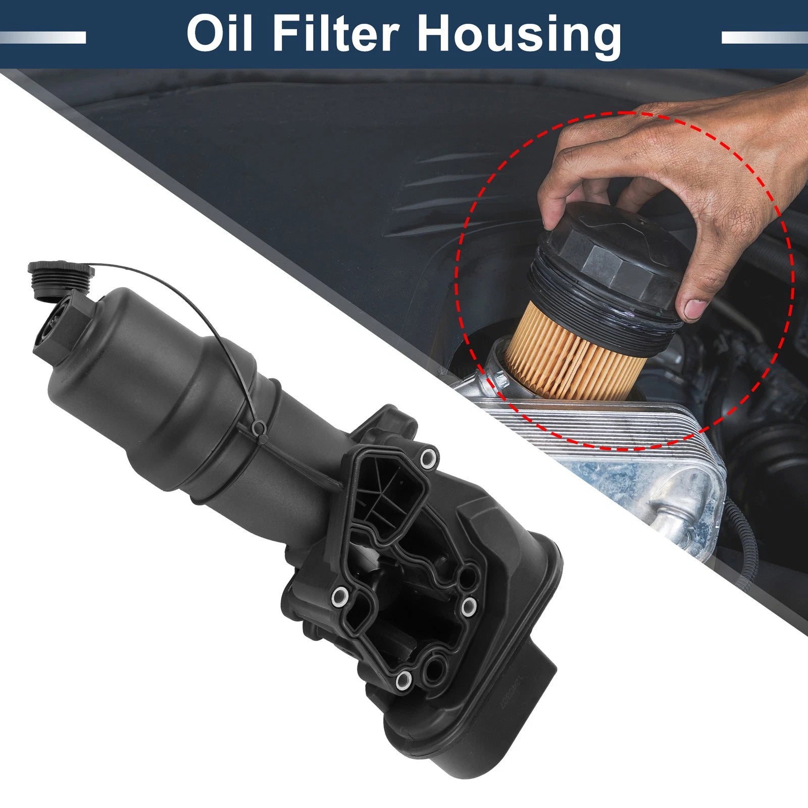 Engine Oil Filter Base Housing Assembly for Volkswagen Jetta (2007–2008) No. 06F115397H