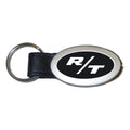 Logo on Black Leather Oval Keychain - Officially Licensed for Dodge R/T
