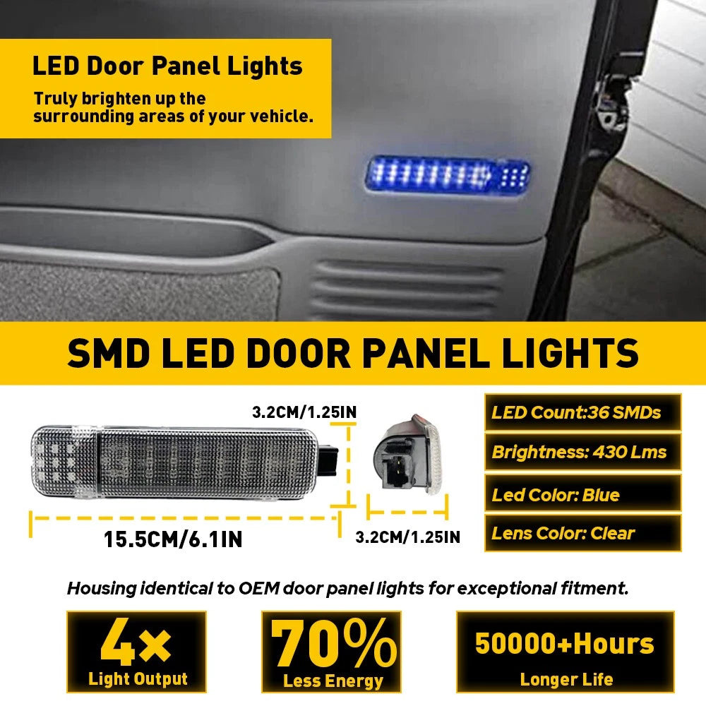 2X Blue LED Door Panel Courtesy Light for Chevrolet GMC Hummer Cadillac