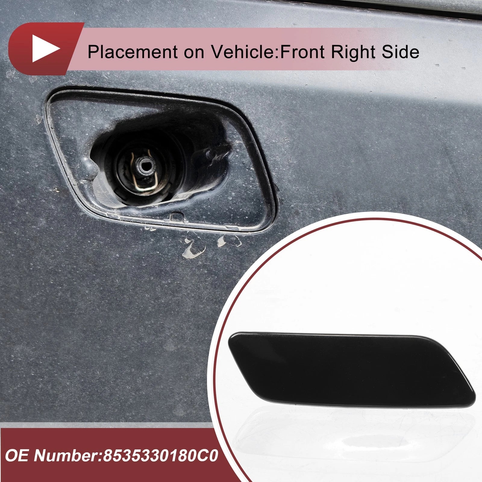 Front Right Washer Nozzle Cover Cap for Lexus GS200t (2016–2019) Black