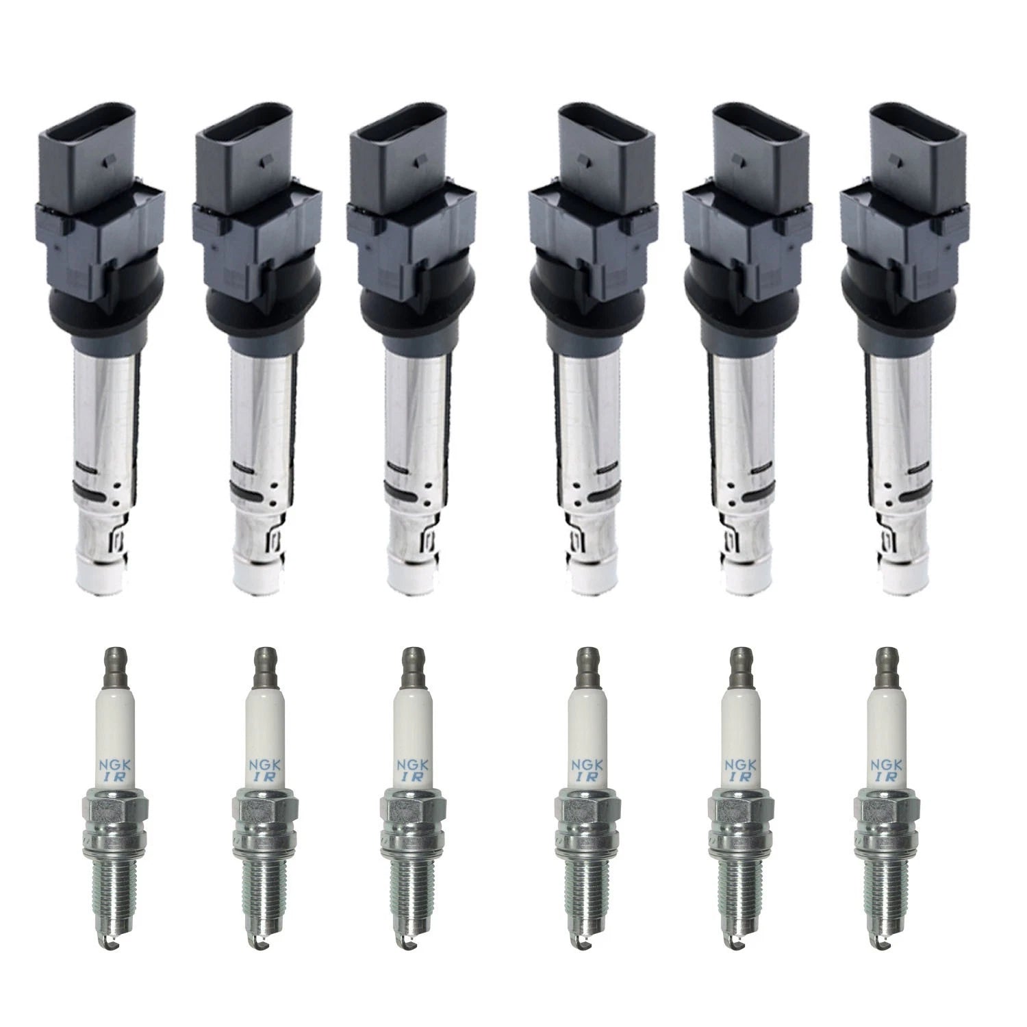 Set of 6 Ignition Coils & NGK Laser Iridium Spark Plugs for Touareg Q7 Cayenne (2003–2010)