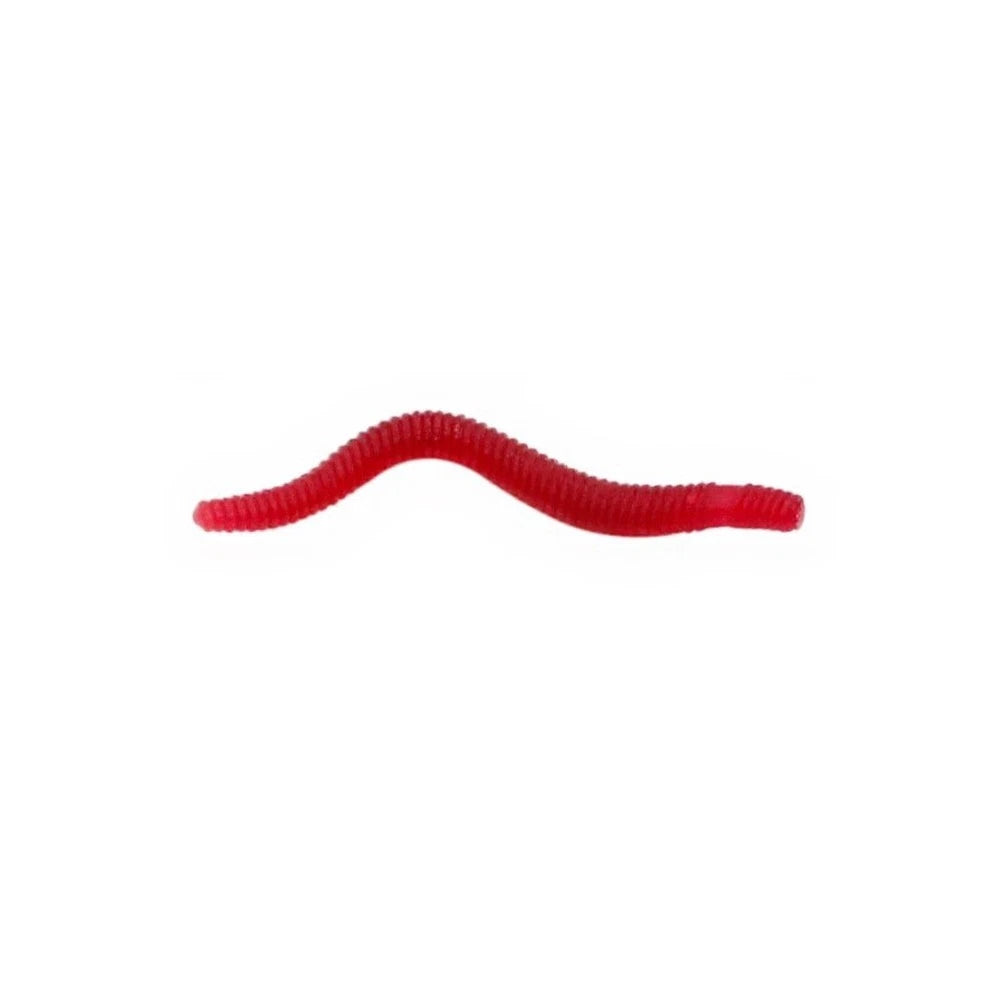 Set of 10 Red Soft Worm Lures 3.5cm for Bass Fishing