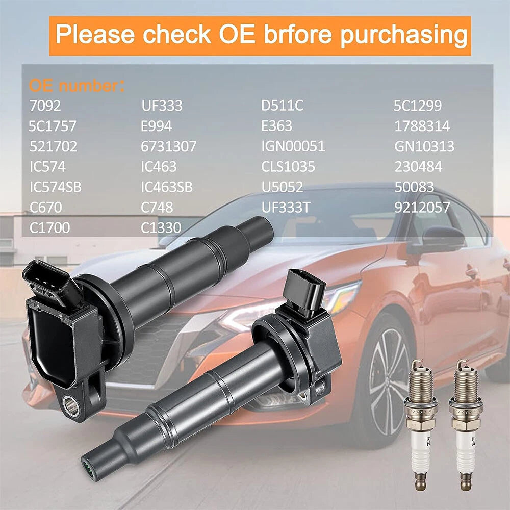 Set of 4 Ignition Coils & Spark Plugs for Toyota Camry RAV4 Highlander (2002–2011) UF333