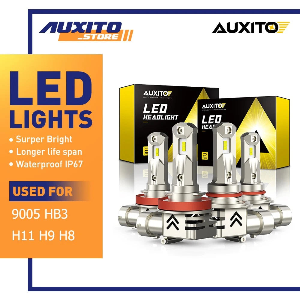 4X AUXITO 9005 & H11 LED Headlight Kit for (Plug & Play)