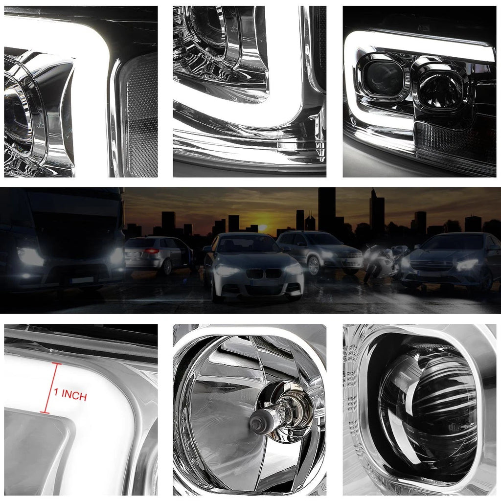 3D LED Bar Projector Headlight for Ford F-150/Mark LT (2004–2008) Chrome/Clear