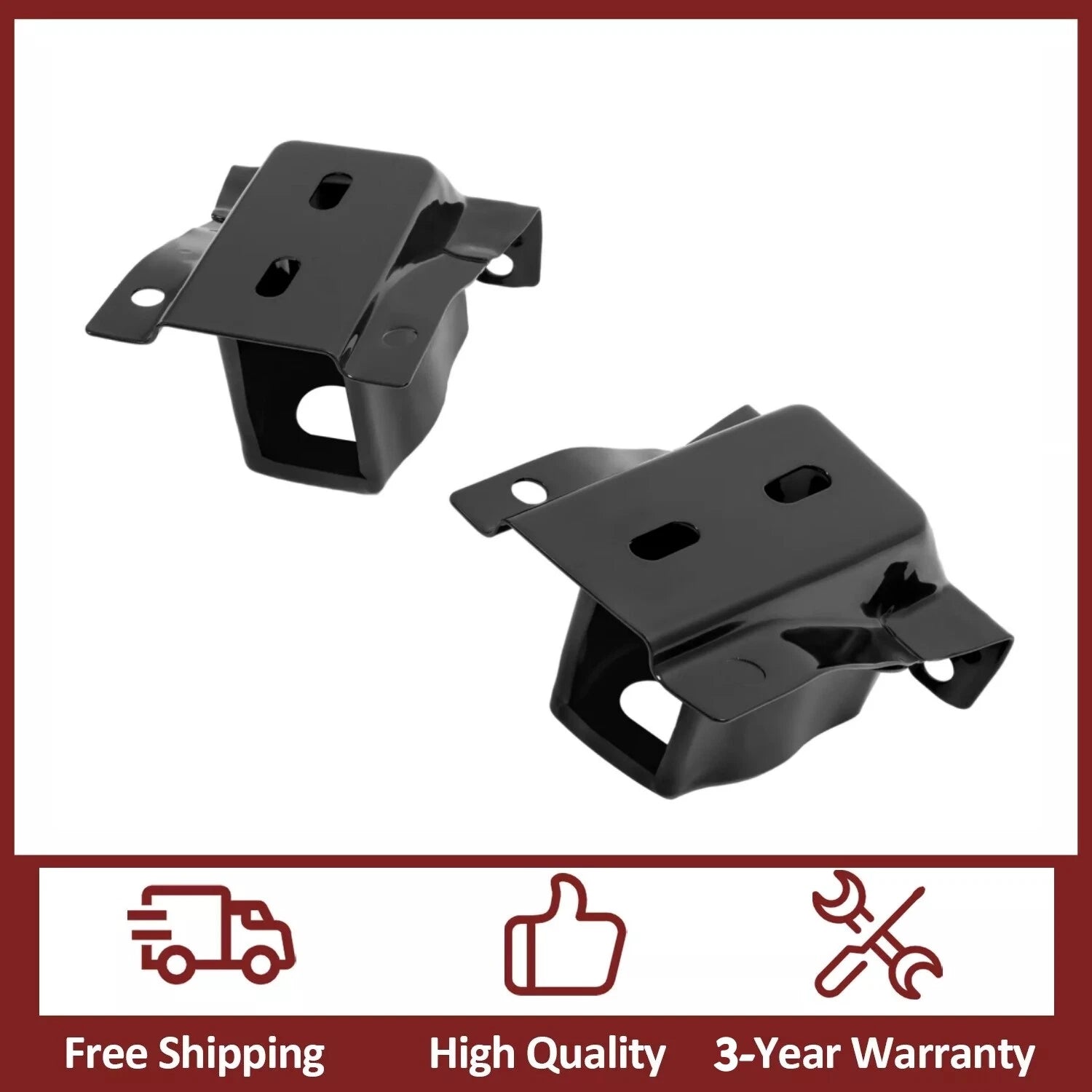 Set of 2 Black Rear Bumper Retainer Brackets for Express Savana Van (1996–2024)