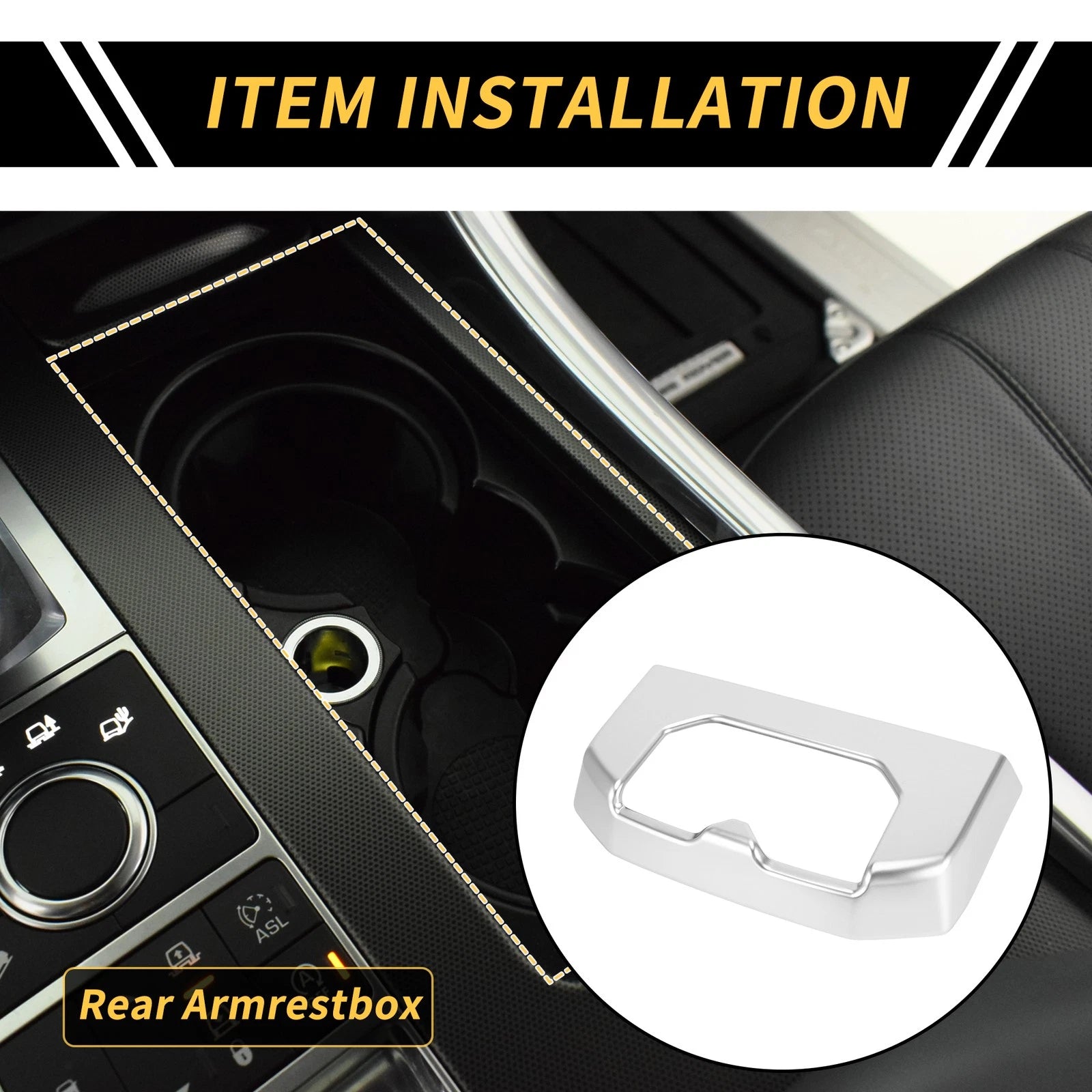 Armrest Box Rear Cup Holder Cover Trim for Toyota Tundra (2022–2024)