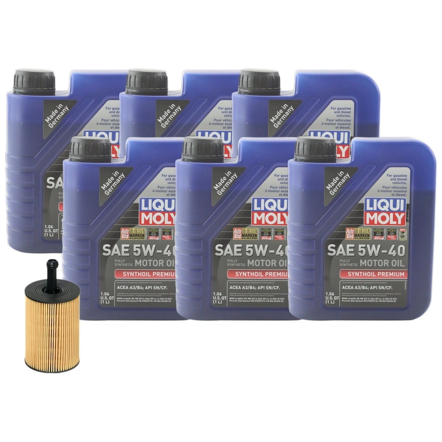 6L Engine Oil Change Kit for Audi A3 Quattro (2010–2013) - Liqui Moly 5W-40