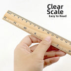 300mm Wooden Ruler with 0-30cm & 0-12inch Scales for Students & Teachers