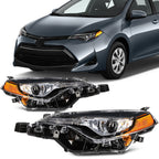 2X Headlight Assembly for Toyota Corolla (2017–2019) - Black