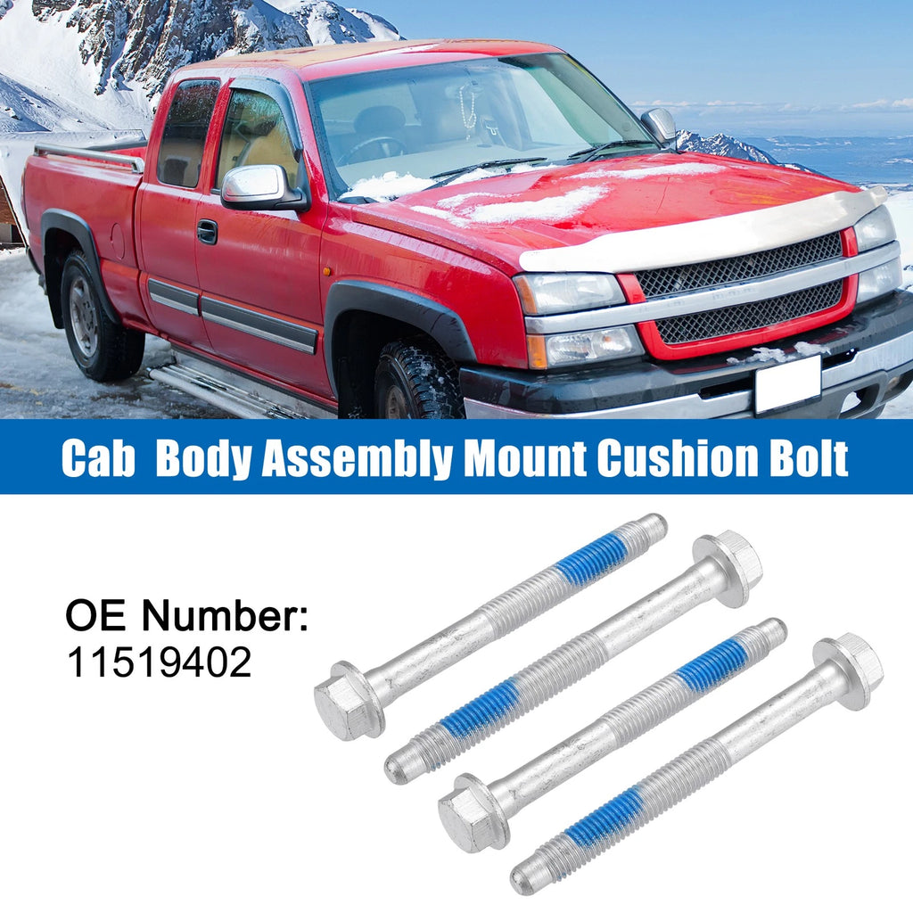Set of 4 M12x1.75 Car Mount Cushion Bolts No.11519402 for Chevrolet Silverado 1500 (2014–2023)