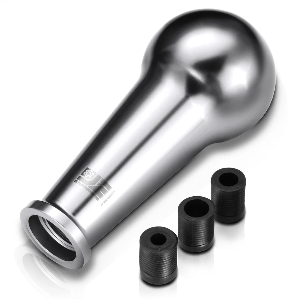 J2 Aluminum Ball Teardrop Shift Knob for 6-Speed MT (M8 M10 M12) Silver