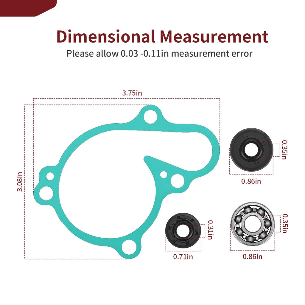 Water Pump Seal Bearing Repair Kit for Yamaha YZ125 (2005–2024)