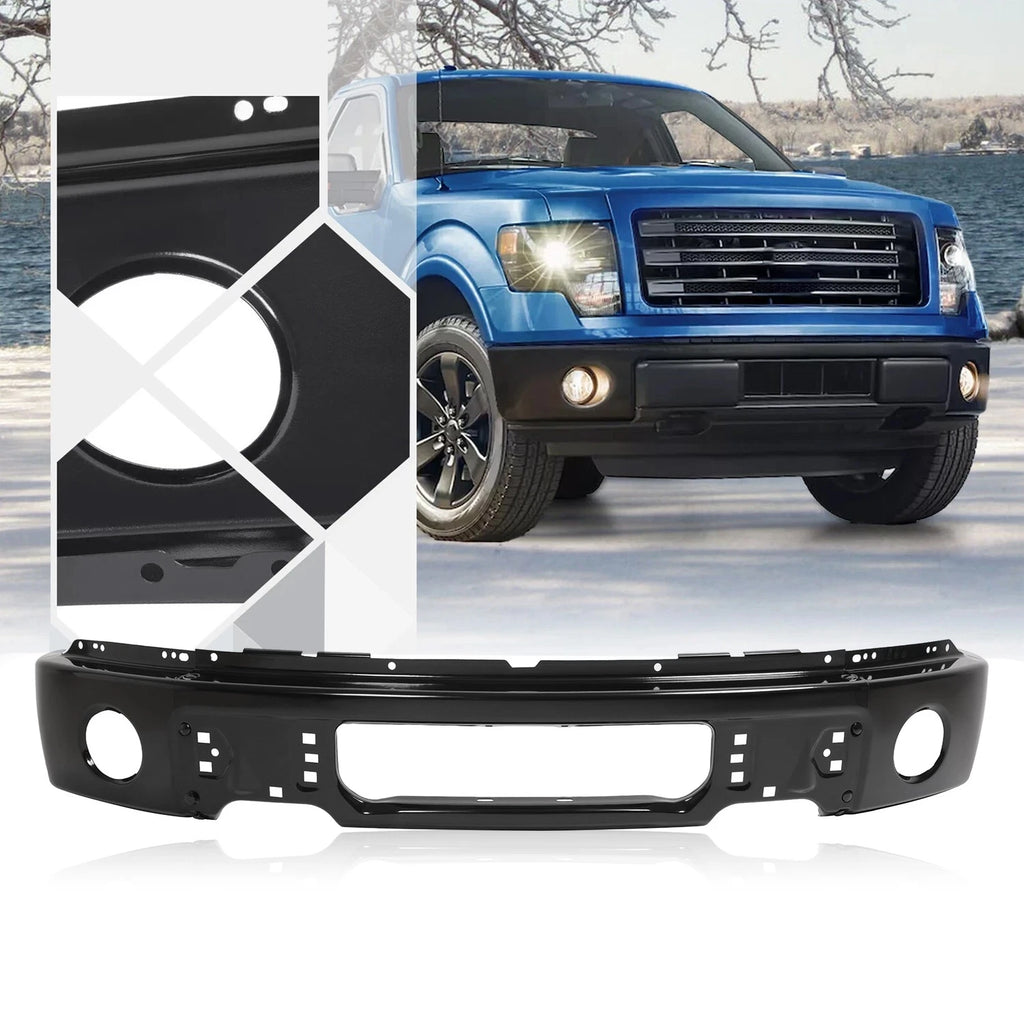 Front Steel Bumper Face Bar w/ Fog Light Hole for Ford F150 (2009–2014)