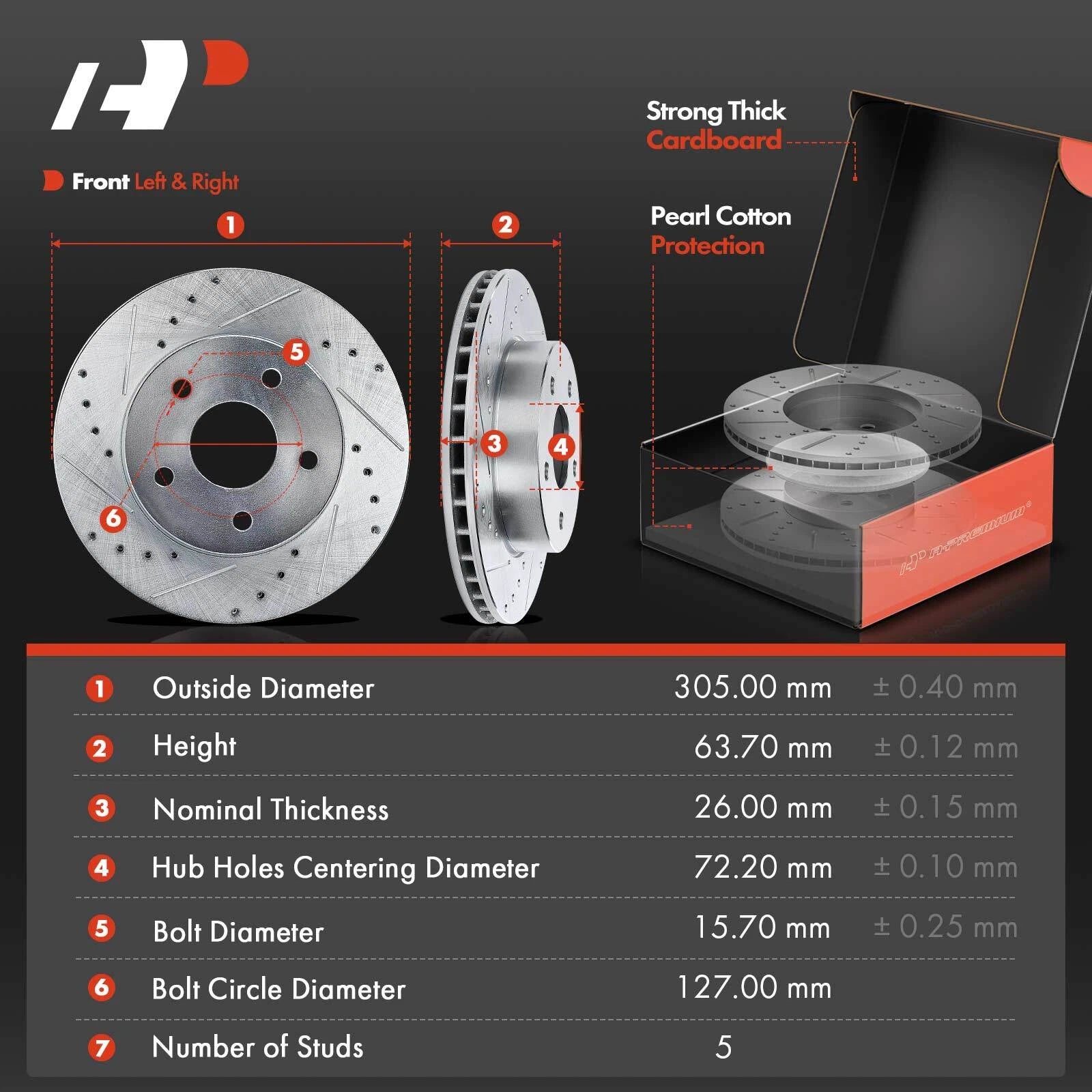 Front Drilled Brake Rotors & Pads for Jeep Grand Cherokee