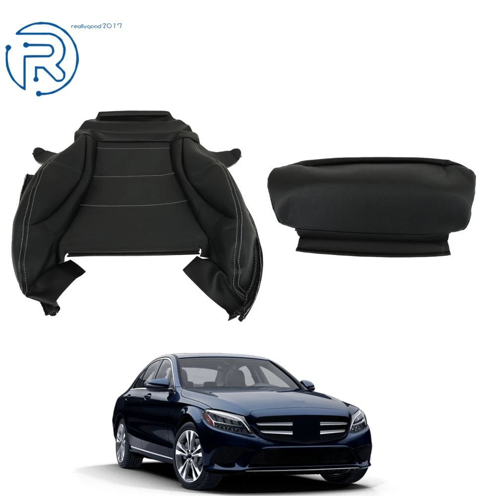 Leather Seat Cover for Mercedes Benz C300 (2015–2021) Driver Bottom Black