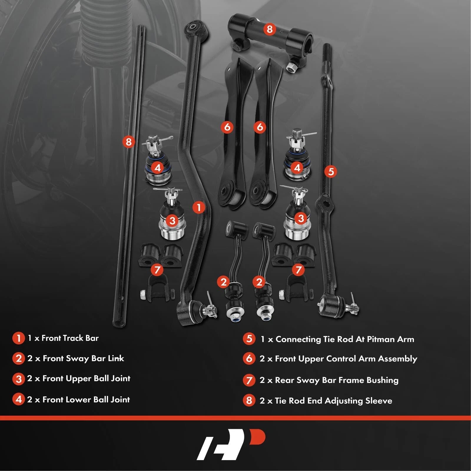 Set of 14 Control Arm Ball Joints & Sway Bar Links for Jeep Cherokee
