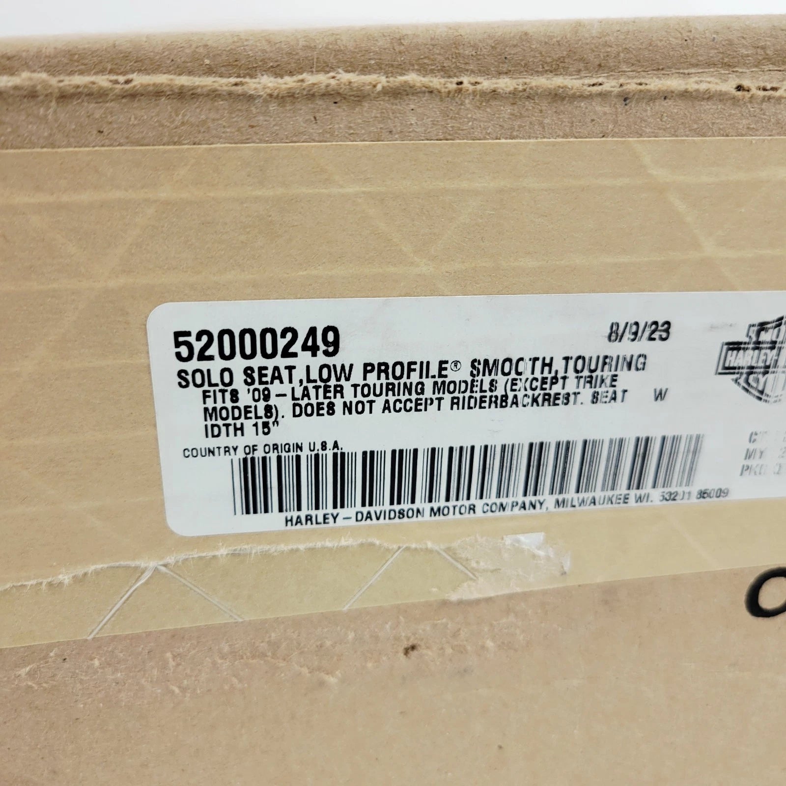 Low Profile Solo Seat for Harley Davidson Touring (2009–2025) OEM 52000249