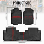 Set of 3 Car Floor Mats for Honda CR-V LX EX SE (2012–2016)