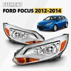 Halogen Headlight Set for Ford Focus (2012–2014) Chrome Driver+Passenger