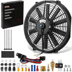 14" Slim Electric Radiator Fan Relay Kit for Universal Applications (Fits Most)