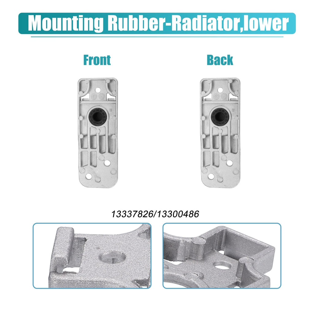 Set of 2 Lower Radiator Brackets with Rubber Cushion for Chevrolet