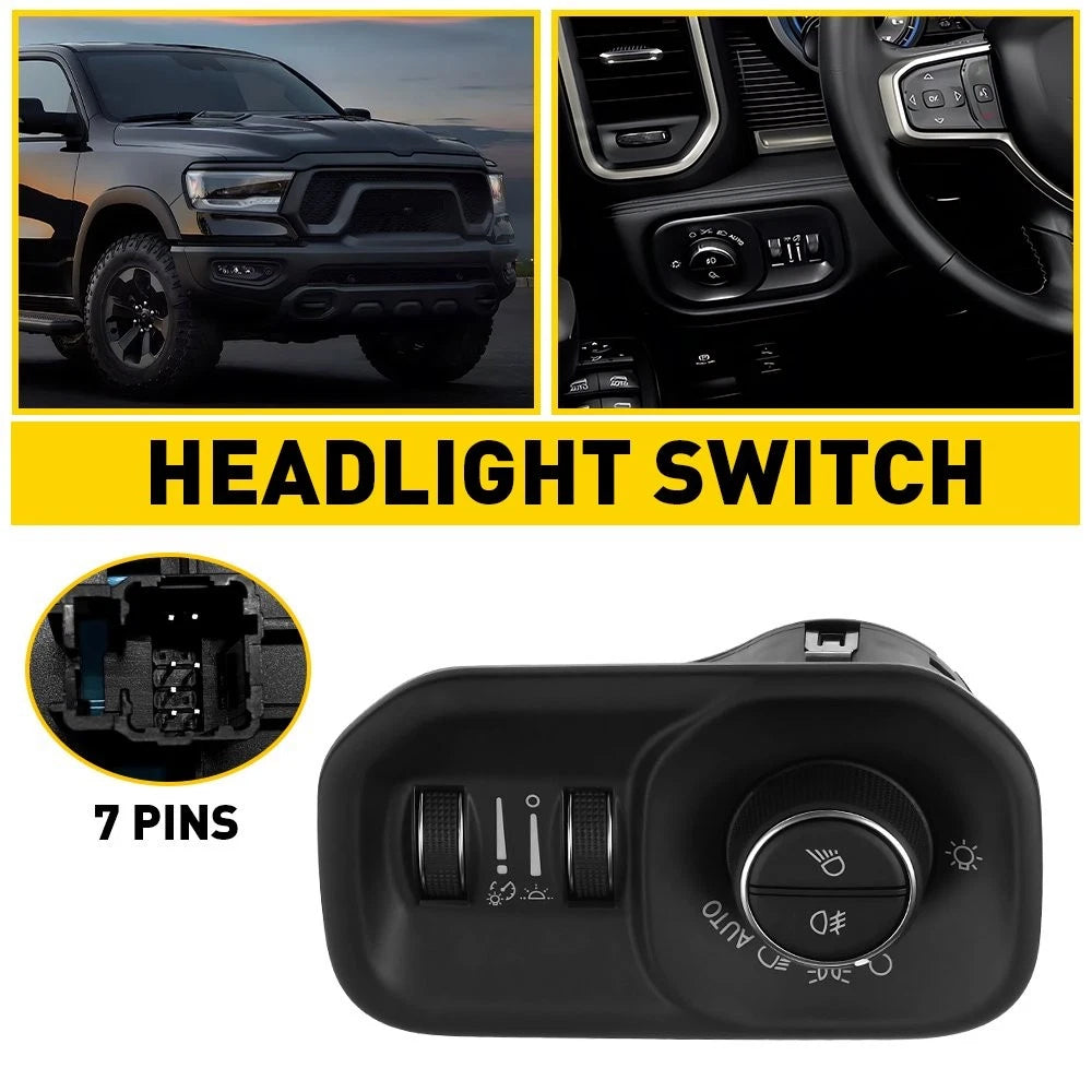 7 Pins Headlight Lamp Switch for Dodge RAM 1500 2500 3500 (2019–2024)