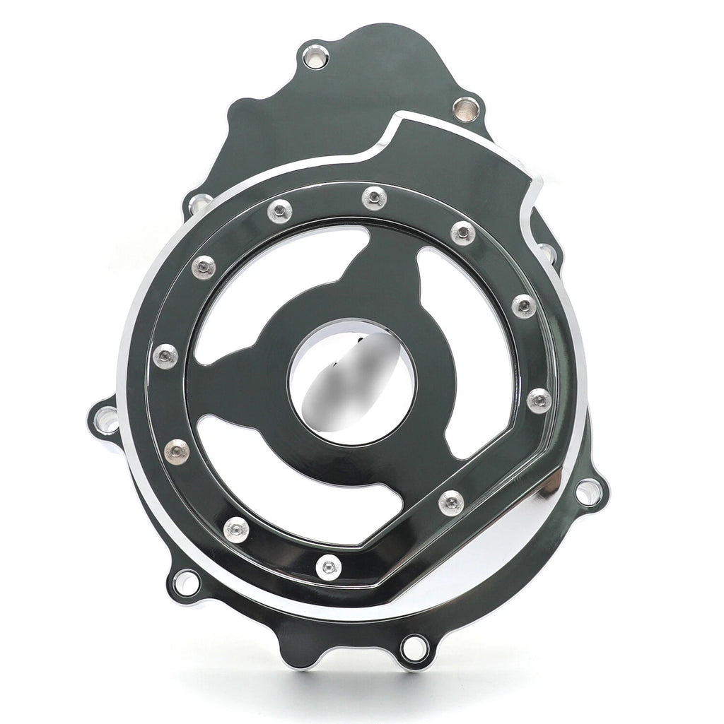 Chrome CNC Clear Left Engine Stator Cover for Kawasaki ZX-6R/ZX636 (2003–2004)