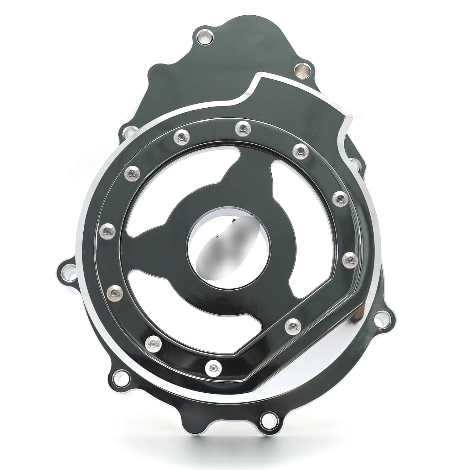 Chrome CNC Clear Left Engine Stator Cover for Kawasaki ZX-6R/ZX636 (2003–2004)