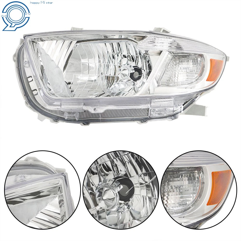 Set of 2 Headlights for Toyota Highlander (2008-2010) Amber