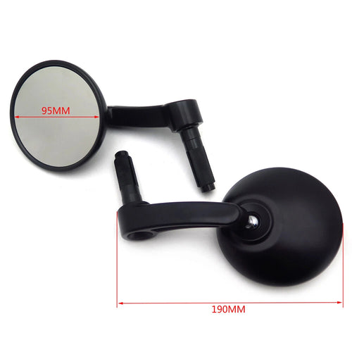 1 Pair Black Round Bar End Rearview Side Mirror for Cafe Racer