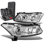 Pair of Chrome/Clear Side Headlight Lamps for Honda Accord Sedan (2008–2012)