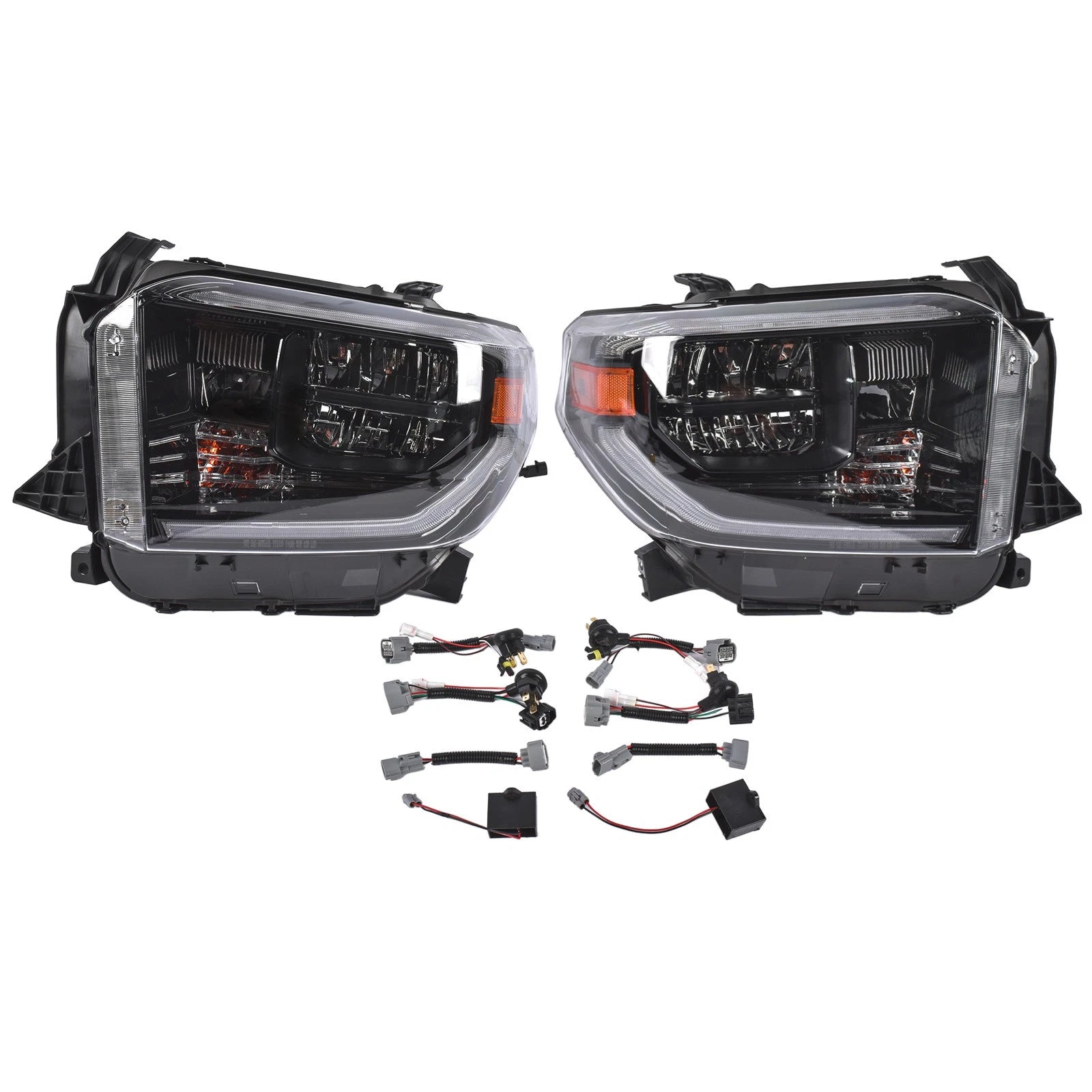 2X Black LED Headlights for Toyota Tundra TRD Sport & Pro (2018–2021)